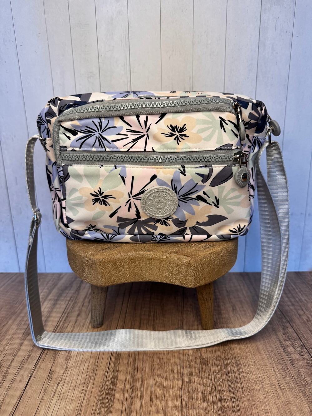 Flowery Pastel Crossbody Purse Pink Lavender Gray Travel Bag Camera Bag purse